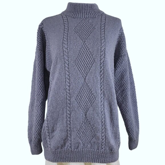 Handmade Oversize Knit Sweater Soft Warm Wool Beautiful Detailing Medium Large - Picture 2 of 6